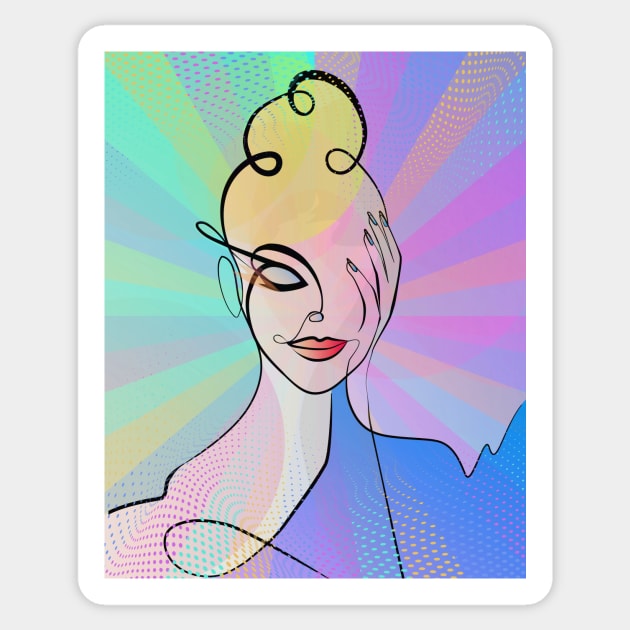 Pop Art - Colorful Woman Portrait Sticker by Space Sense Design Studio